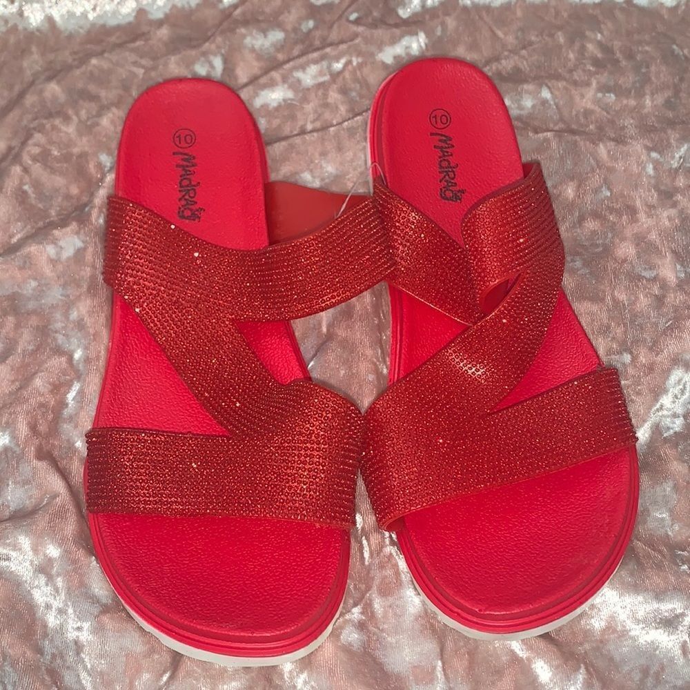 Red Glitter Zig Zag sandals